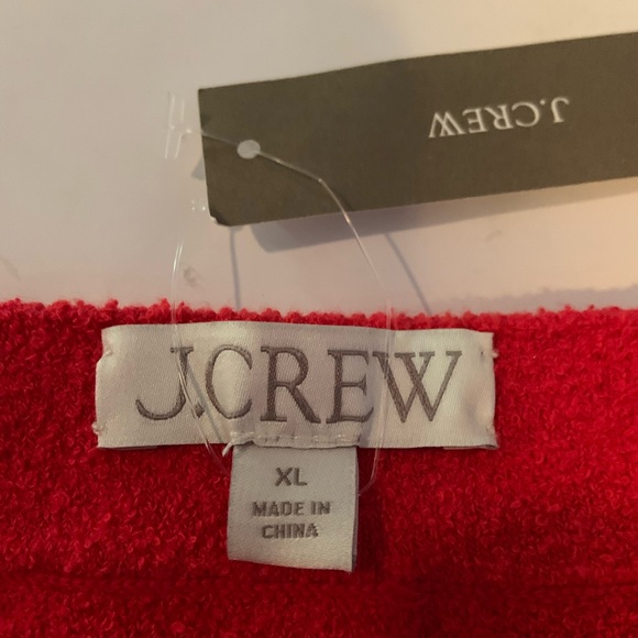 J. Crew Red Faux Wrap Stretch Sweater Gold Buttons Skirt Frayed Hem XL - Picture 3 of 11